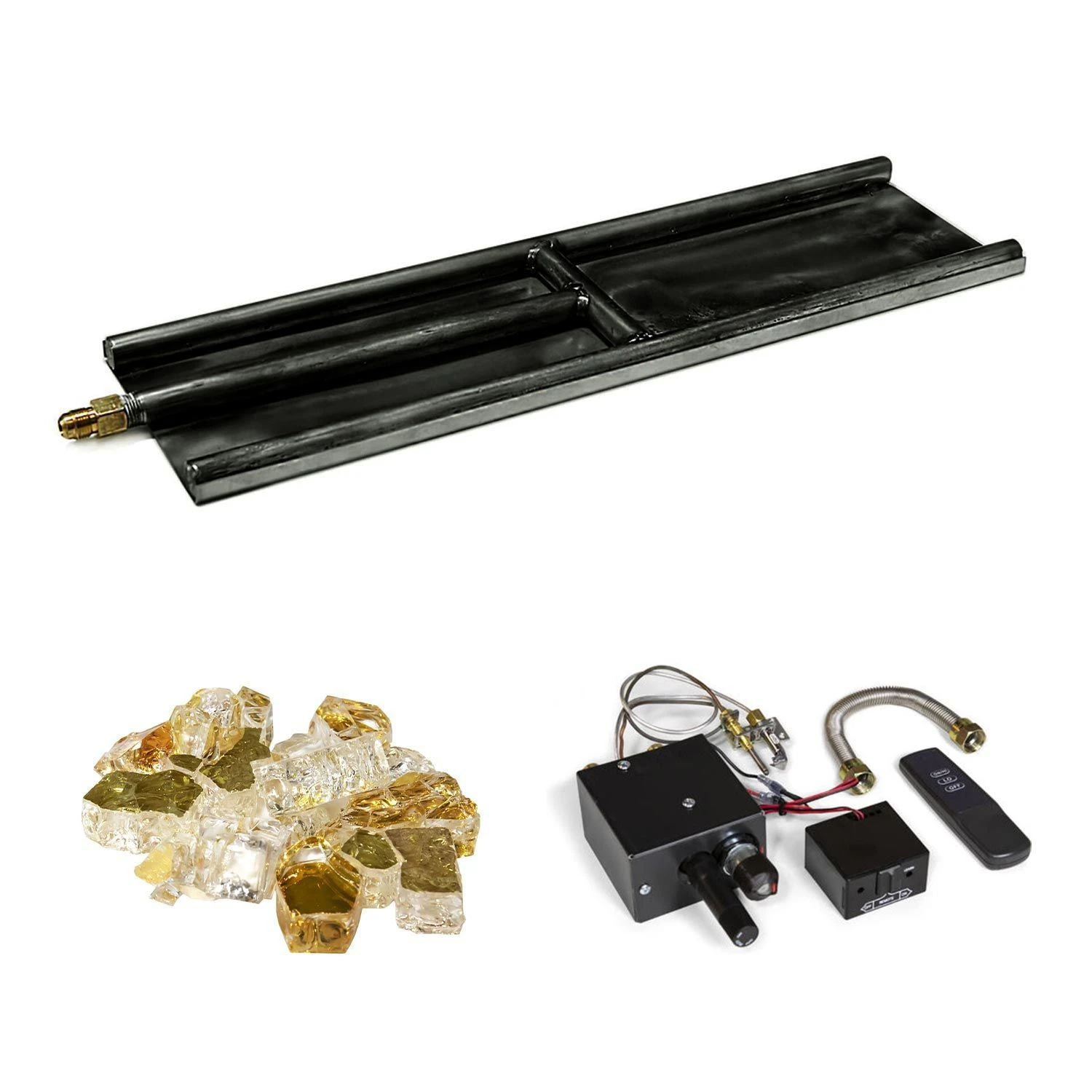 Grand Canyon Assembled H-Style Indoor Glass Burner With Remote And Media