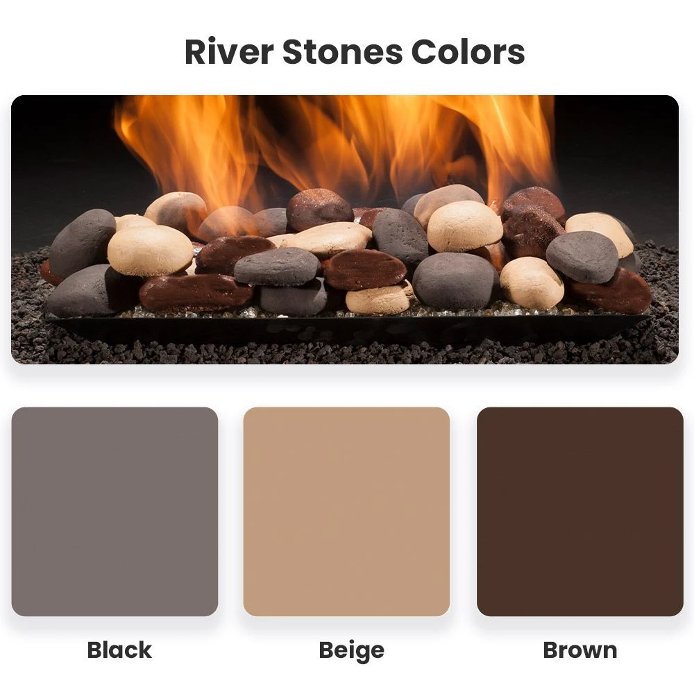 Hargrove 30-Inch Blazing River Stones Full Pan Vented Gas Set With Burner Kit (HGFRR30-FPB) - Image 2