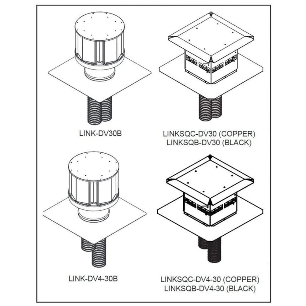 Majestic LINK-DV4-30B Direct Vent Insert Kit With One 4-Inch Liner, One 30-Inch Liner And Termination Cap Components - Image 2