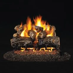 Real Fyre HCHR Burnt Rustic Oak Vented Gas Log Set, Stainless Steel, ANSI Certified