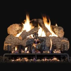 Real Fyre CHNA Charred Angel Oak Vented Gas Log Set, Stainless Steel, ANSI Certified