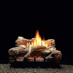 Empire White Mountain Hearth VFDTxx Flint Hill Ceramic Fiber Gas Log Set With Ventless Burner And Thermostat Valve